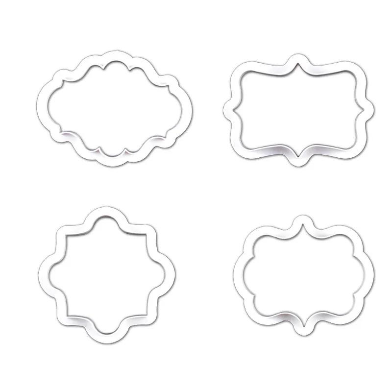 Plastic Cookie Cutter Biscuit Making Fondant Cake Decorating Vintage Rectangle Plaque Frame Sugar Mold Fondant Moulds Supplies