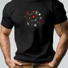 Men's Cotton Graphic T-Shirt Summer Casual Crew Neck with Artistic Cosmic Circle Design Men Clothing