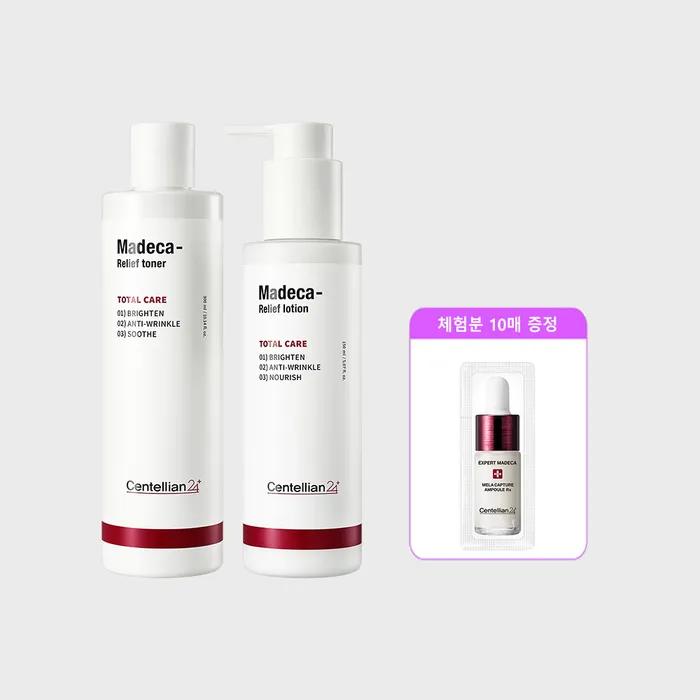 Madeca Relief 2-teiliges Set (Toner 300ml + Lotion 150ml) + Sommersprossen-Ampulle 1 ml x 10 Stück