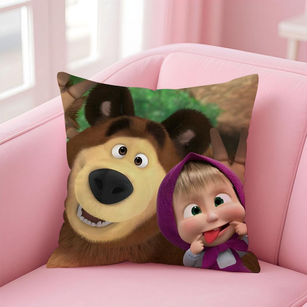 Kreskówka M-Masza i Niedźwiedź Poszewka na Poduszkę Wygodna Dwustronna Poszewka Idealna do Samochodu Sofy Sypialni i Nie Tylko