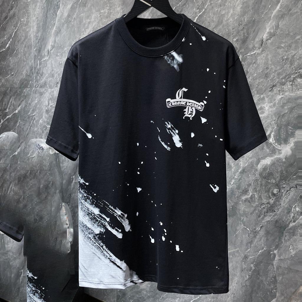8735 CHROME HEARTS Léto 2026 Nové Vysoce Kvalitní Bavlna Kulatý Výstřih Volné Velký Rozměr Pánské a Dámské Tričko Pár Tričko