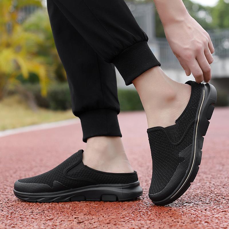 Papuci de damă pentru bărbați/femei, 35-48, papuci de vară pentru bărbați, respirabili, din plasă, negri, Mueller