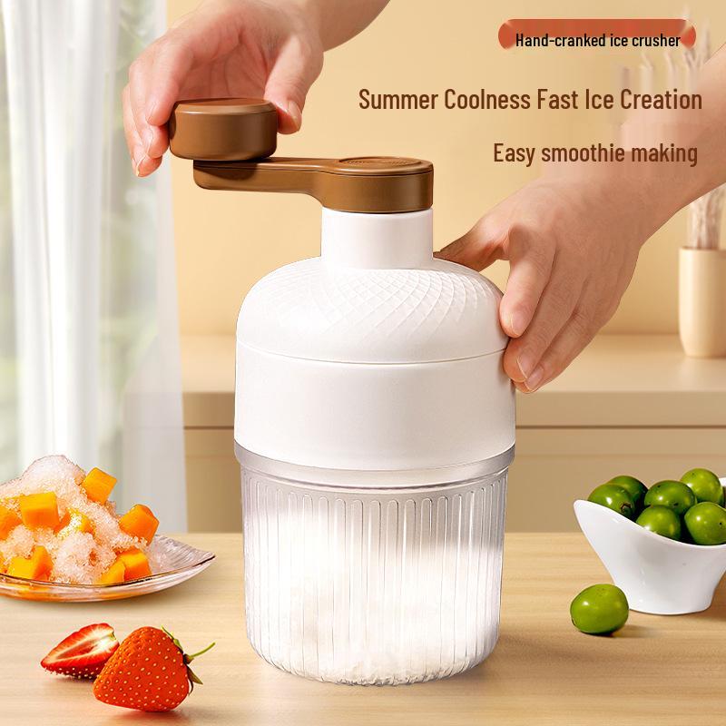 Hand-Crank Shaved Ice & Smoothie Machine - Compact, Manual Ice Crusher for Home & Stall Use.