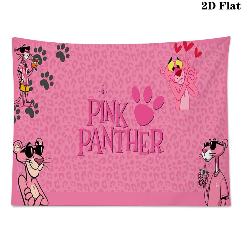 Pink Panther Wall Tapestry Aesthetic Wall Hanging Printed Fabric Blanket Decorative Tapestries for Bedroom Living Room Home Decor