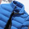 Men Parkas Solid Color Padded Stand Collar Long Sleeve Loose Thickened Autumn Winter Zipper Pockets Jacket Streetwear