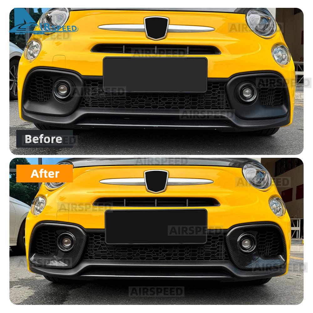 Real Hard Carbon Fiber Sticker For Abarth 595 695 2017 2018 2019 2020 2025 2025 2025 2025 LHD RHD Car Front Fog Lamp Cover 1Pair