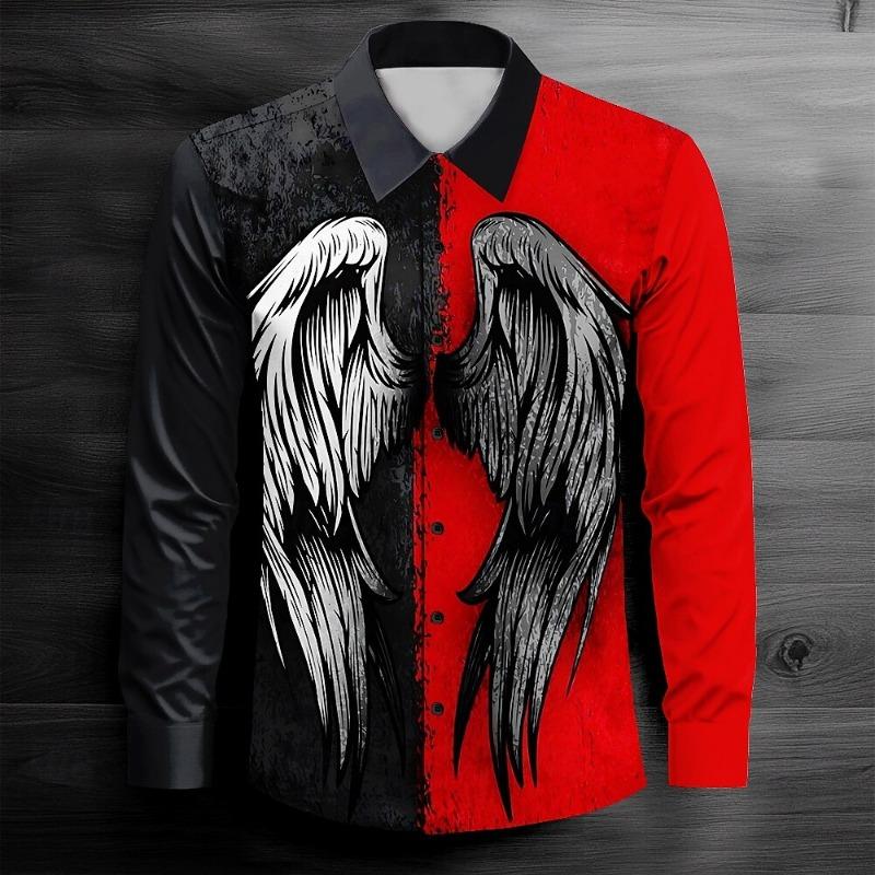 

Shirt Men s Creative Black and White Wolf Leopard Shirt Business Casual Street Outdoor New Tops T-shirt Soft and Comfortable 5XL