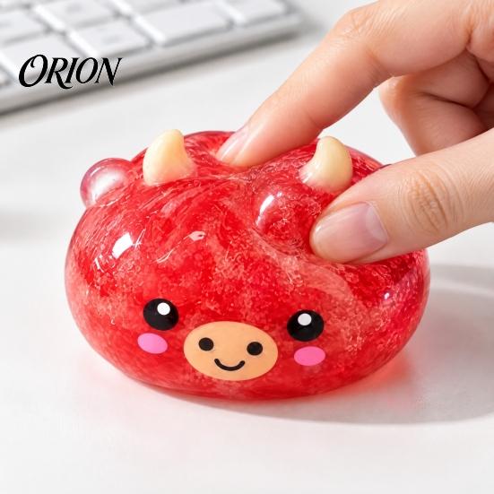 Soft Pinchable Toys Cute Cow Bun Squishy Toy, Transparent Slow Rebound Squeeze Ball, Ice Desk Ornaments for Stress Sand Fidget Relief Vent Toy