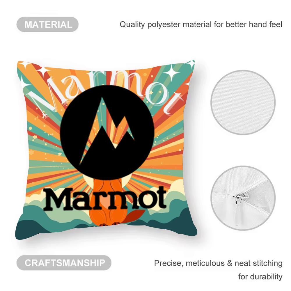 Cute Design M-Marmot Cushion Cover Anti-dustmite Pillowcase Invisible Zipper Silky Short Plush Sofa Cushion Cover