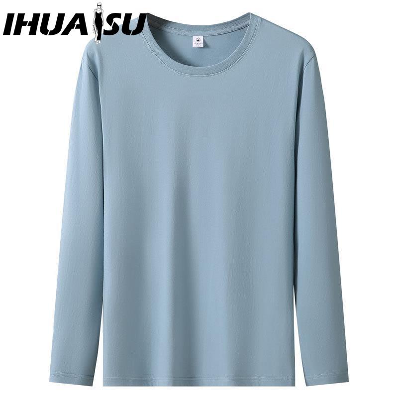 IHUASU Spring and Autumn Men's Long-sleeved T-shirt Men's O-collar Bottoming Shirt