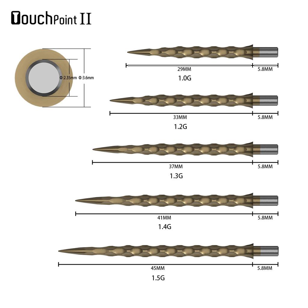 CUESOUL TOUCH POINT II Replacement Dart Steel Color Titanium Pack of 3 Tips, Point, Design, Coated, (CSDA-GZ8-29)