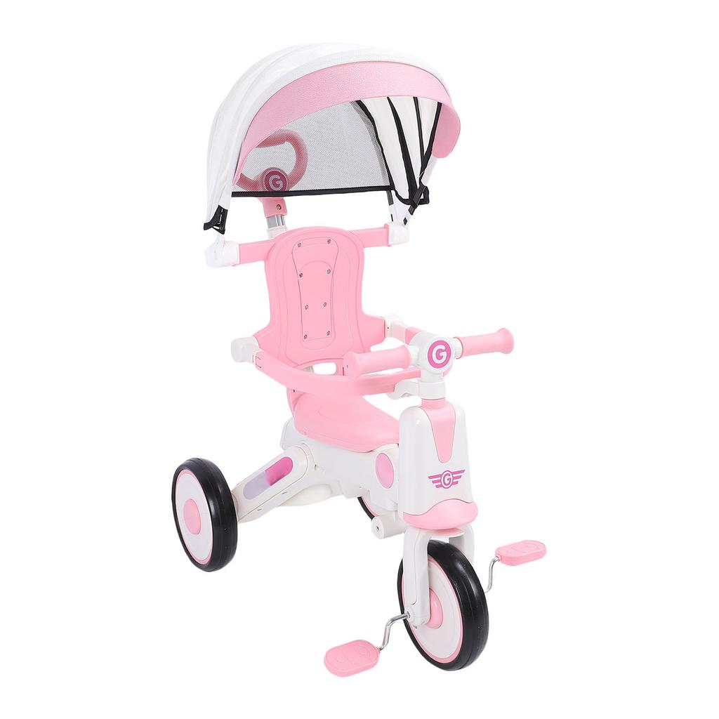 Baby Tricycle with   Parents Push Handle Music Light Folding Canopy Toddler Kids Trike for 18 Month to 5 Years Boys Girls