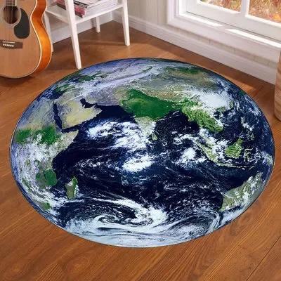 Galaxy Earth Moon Round Carpet Home Decoration Living Room Bedroom Floor Anti-Slip Mat Bathroom Kitchen Absorbent Floor Mat