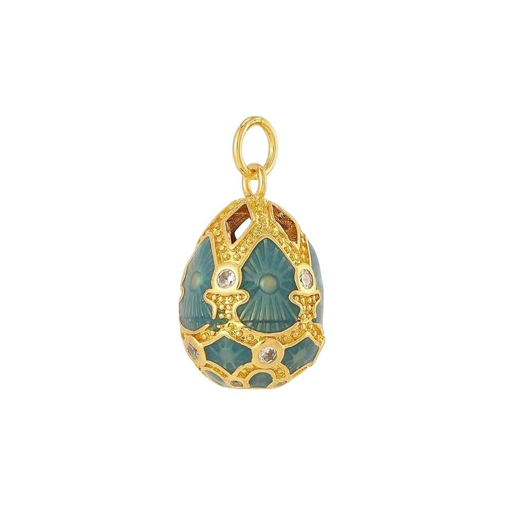 Copper Easter Egg Crystal Pendant Bohemia Necklace Pendant Colorful Enamel Pendant  Party