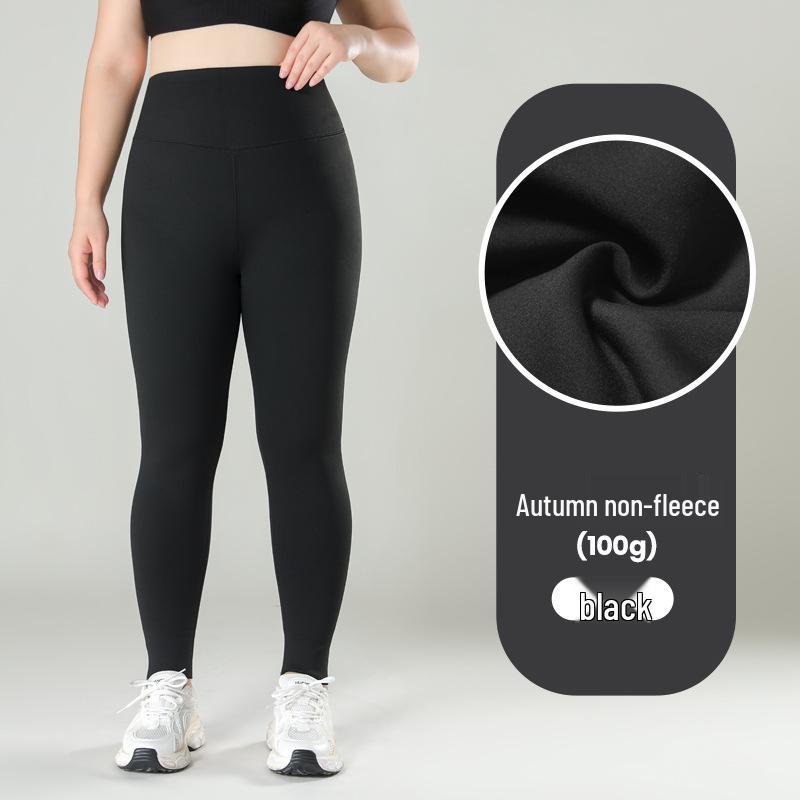 

Plus Size Women s High Waist Fleece-Lined Tummy Control Yoga Leggings - Autumn/Winter Non-Slip Shark Pants L [95-110 kg]