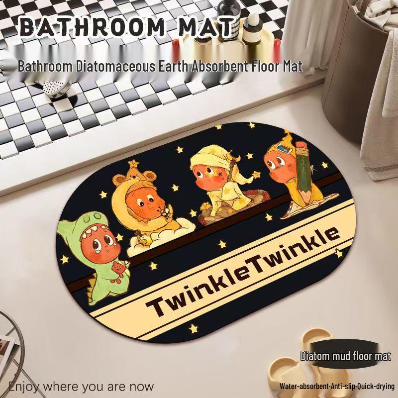 Star Person Anti-slip Diatom Mud Bathroom Mat - Water Absorbent and Soft for Washroom or Toilet 30x40 Diatom Mud Upgrade