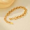 Chic Ring-connected Bracelet for Women,Gold Plated Stainless Steel Chain Bracelets,Fashion Jewelry Gifts