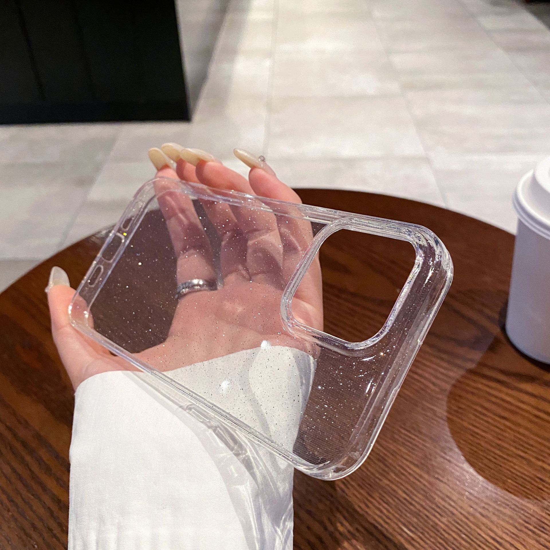 

Transparent Fine Flash Simple Suitable for Apple 16promax Mobile Phone Case Suitable for IPhone 15 Soft Shell Flash Powder Protection Case iphone12PROMAX