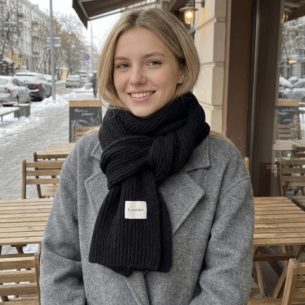 Fashion Keep Warm Cross Scarf Woolen Korean Style Knit Scarf Thicken Vibes Neck Scarf Women