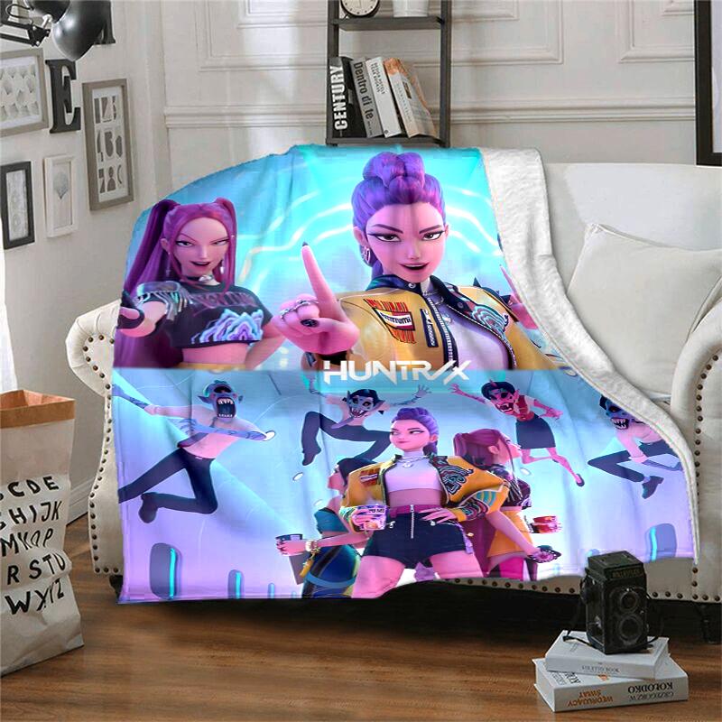 KPOP Hunter Flannel Blanket Soft Warm All-Season Throw, Design for Camping, Car Travel, Hiking Sofa, Bed, Office Perfect Gift for Parties