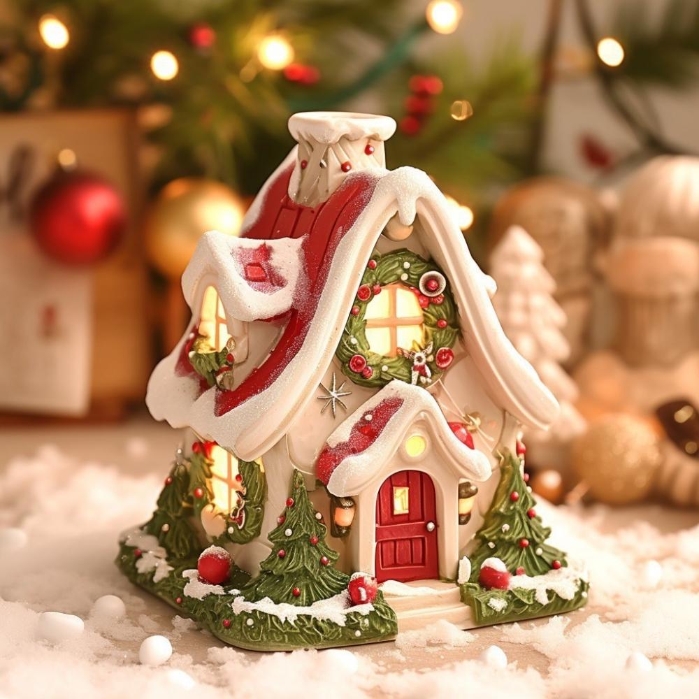 

1Pcs Christmas Silky House Resin Ornaments Home Desktop Aromatherapy Festive Atmosphere Decoration Christmas New Year Party Gift