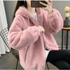 2026 Autumn and Winter New Women's Clothing Imitation Lazy Rabbit Fur Women's Medium and Long Loose Thickened Lamb Wool Coat Hooded Wool Plush Coat