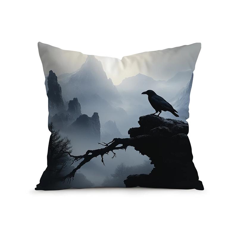 Home Decor Crows And Moon: Mysterious Night Scene Pillow Pattern Cushion Cover Suitable For Sofa Bedroom Car Pillow Cover
