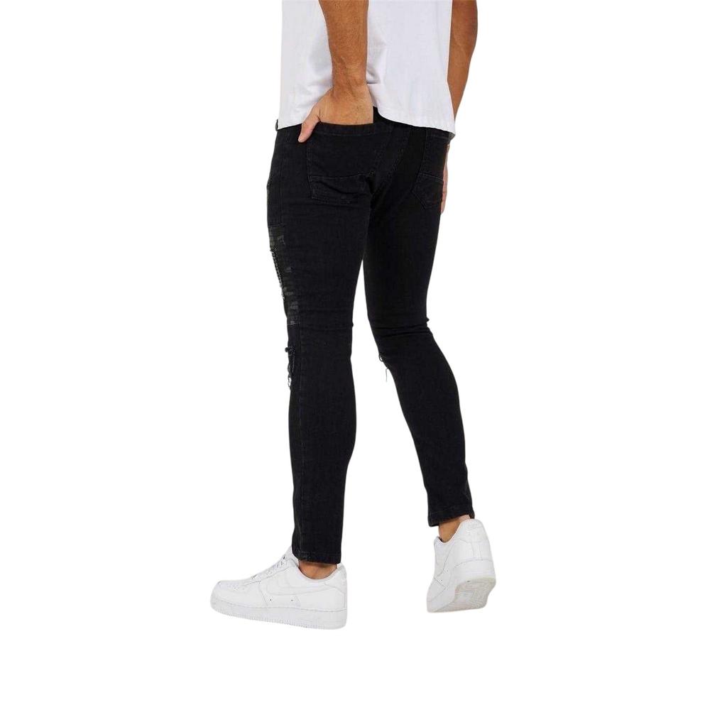 Brave Soul Mens Washed Biker Skinny Jeans