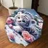 1PC tiger cub, pink roses Automatic Open/Close Umbrella with Windproof, 8-Rib Sturdy Canopy, Durable Ribs, Fashionable Design, Outdoor Accessory, Fun