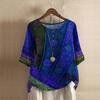 Ethnic Style Women's O Neck Digital Vintage Print Loose Shirt Oversized Half Sleeve Blouses Women Harajuku Casual Pullover