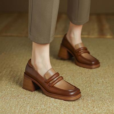 Fashion Chunky Heels Women Pumps Spring 2025 New Arrivals Designer Office Dress Shoes Woman High Heel Loafers Footwear Zaptos Mujer