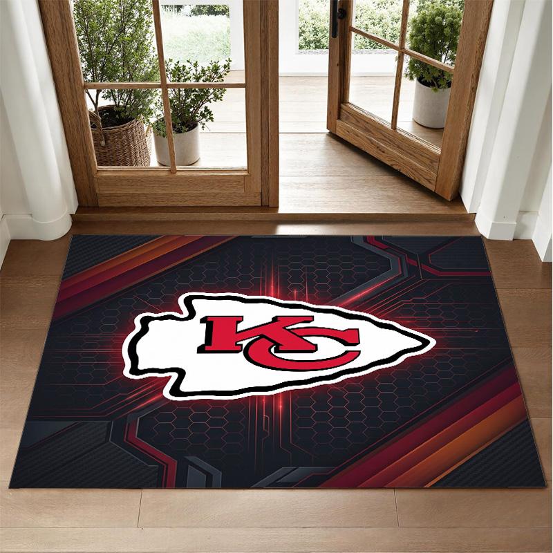 Kansas City Chiefs Design Crystal Velvet Rug Soft Decorative Mat for Bedroom Entrance