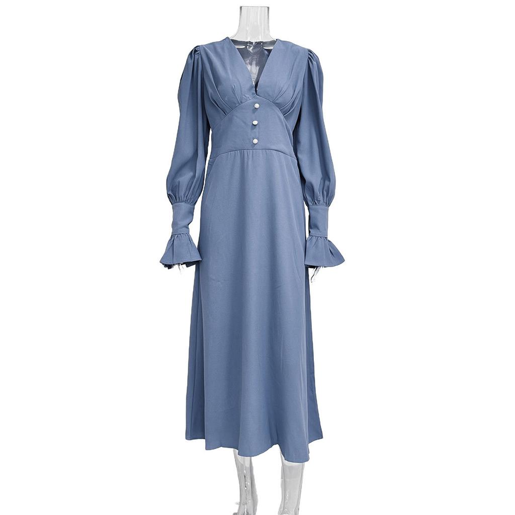 Fashionable Design V-Neck Slim Fit Women's French Chiffon A-Line Dress Cross-Border Women's Spring Summer Hot-Selling Skirt