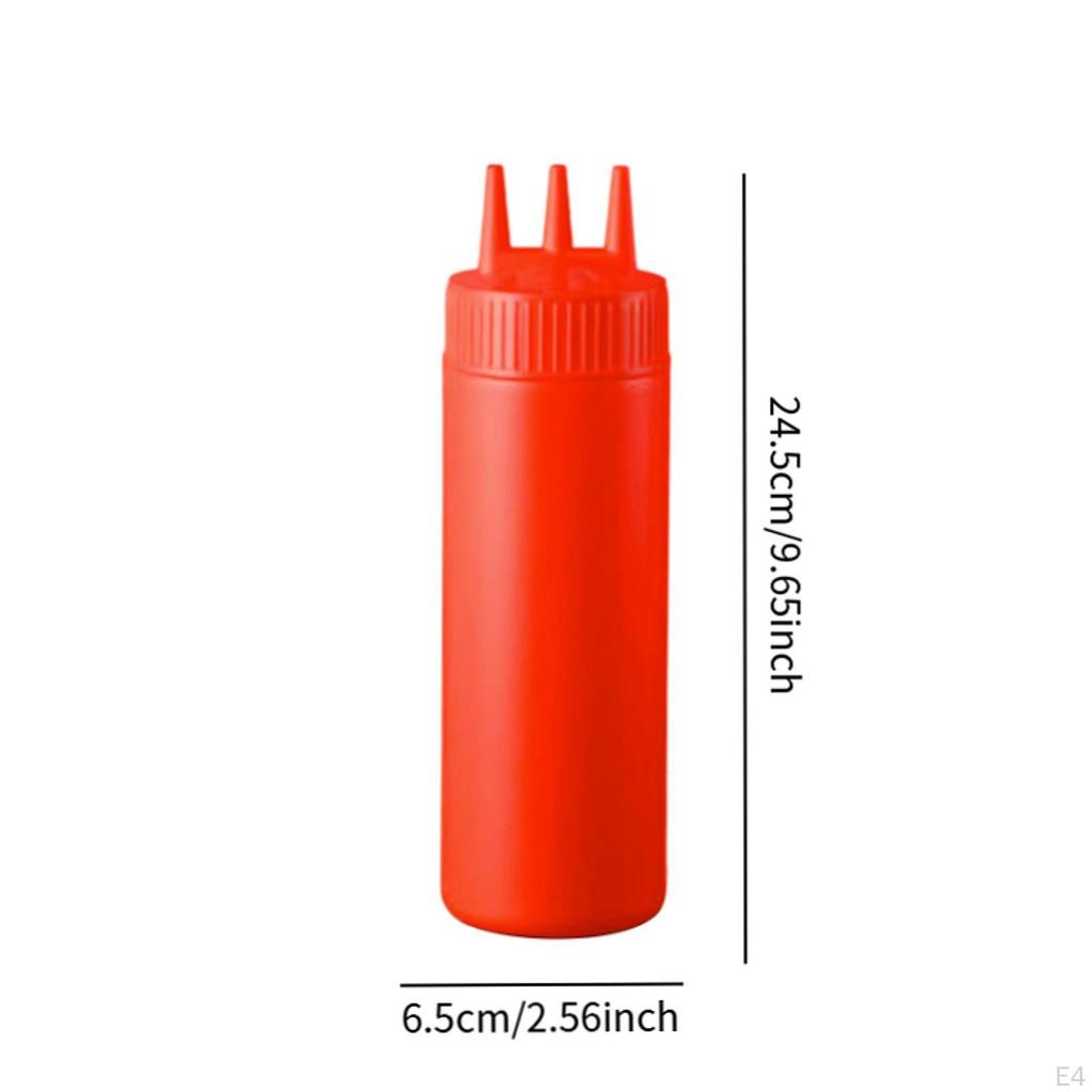 Bottle, Ketchup Pressure Dispenser, Triple Nozzle, Reusable Salad Dressing Seasoning