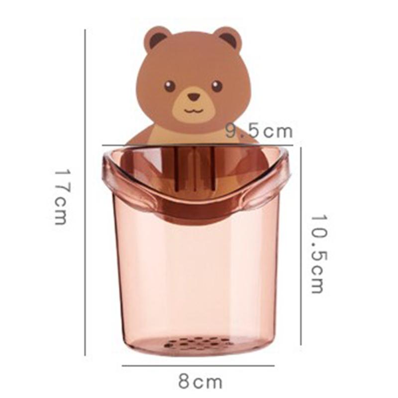 Bear Storage Cup Wall Mount Toothbrush Toothpaste Cup Holder Case Bathroom Accessories