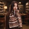 Women's Winter Jacquard Knitted Scarf Retro Thickened Warm Woolen Scarf Fashion Scarf