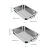 1 Set Stainless Steel Roasting Tin with Rack Perfect for Roasting Large Amounts of Meat or Vegetables for Christmas Kitchen Tool