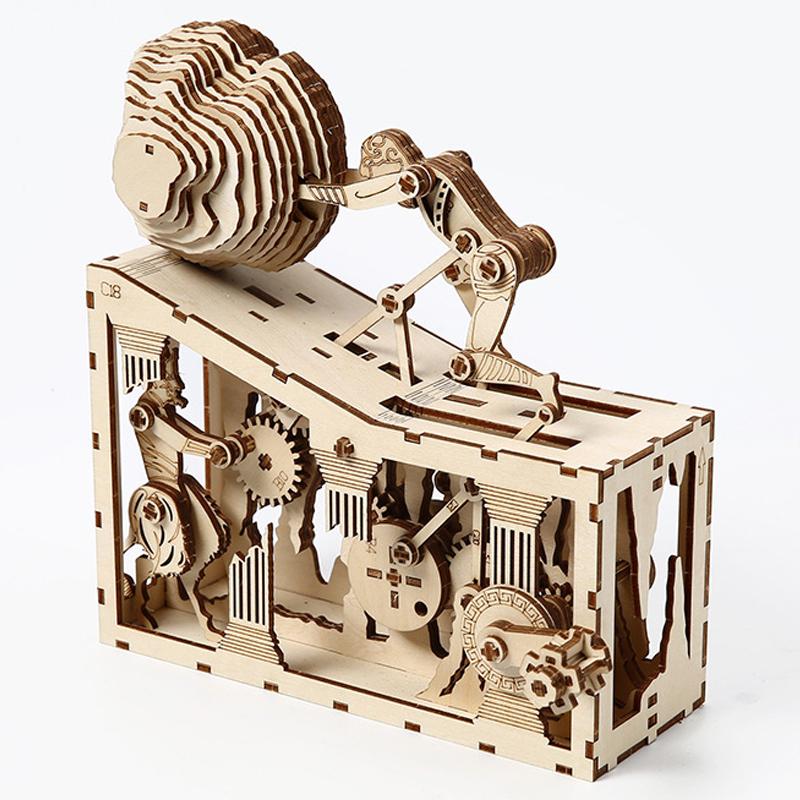 Dřevěné 3D puzzle Sisyfos Starořecký mytologický příběh Mechanické puzzle Sada Hračky pro vlastní montáž Pro dospělé a teenagery Dárek