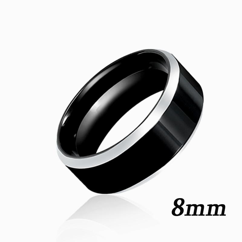 Anelli Neri Anello Classico in Acciaio Inossidabile Fedi Nuziali di Fidanzamento Per Uomo Donna Coppia Colore Nero Argento Gioielli di Moda 8/6mm