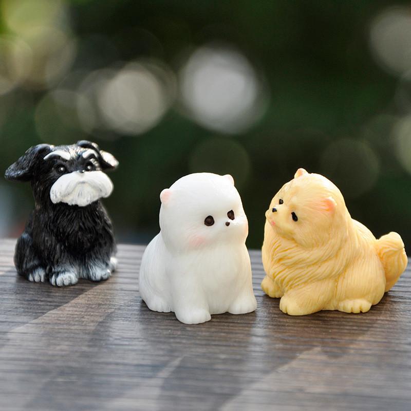 Lovely Resin Miniature White Dog Figurine Blind Box Adorable Garden Accessories For Car Desk Display