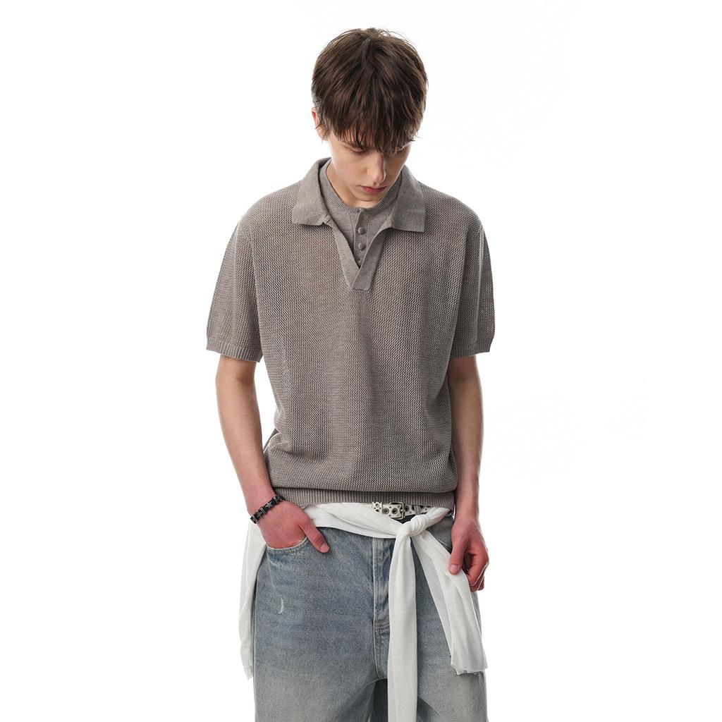 Summer Short-sleeved Polo Shirt Trendy Personalized Hollow T-shirt Men's Bottoming Shirt