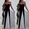 2026 Elegant Color-Block Strapless Maxi Dress High-Waisted Fit-and-Flare Womens Formal Casual