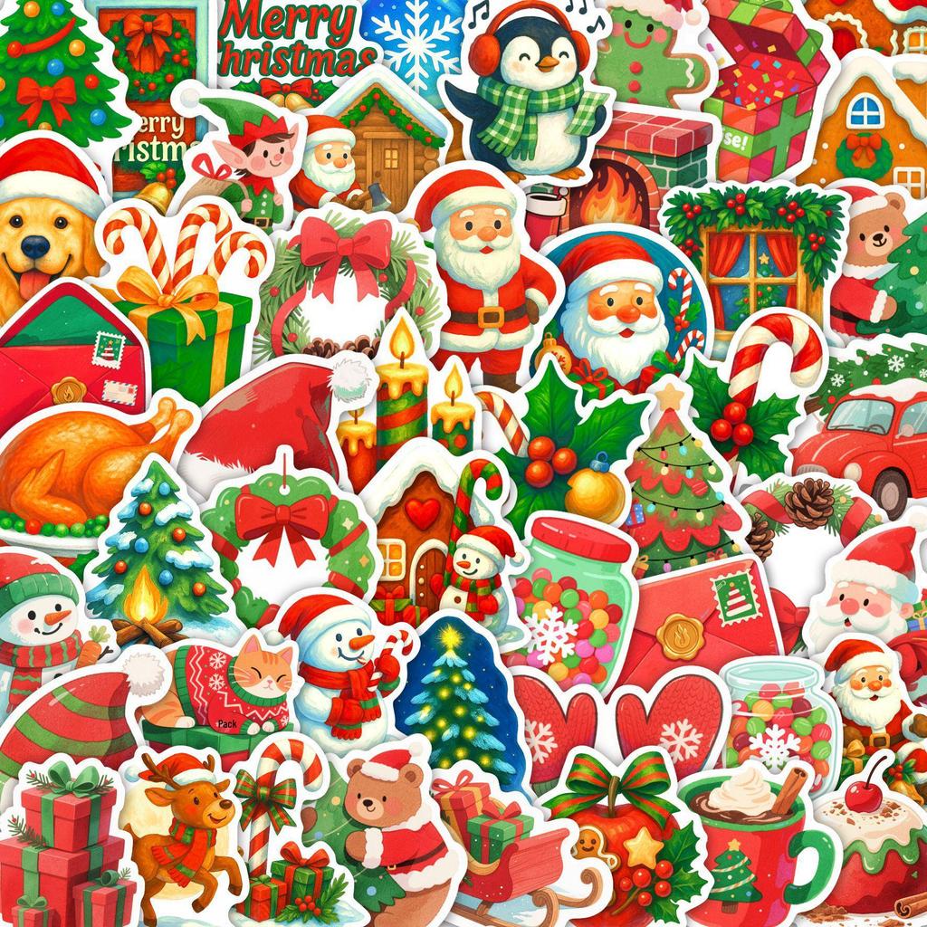 50 Waterproof DIY Christmas Sticker Pack for Decoration