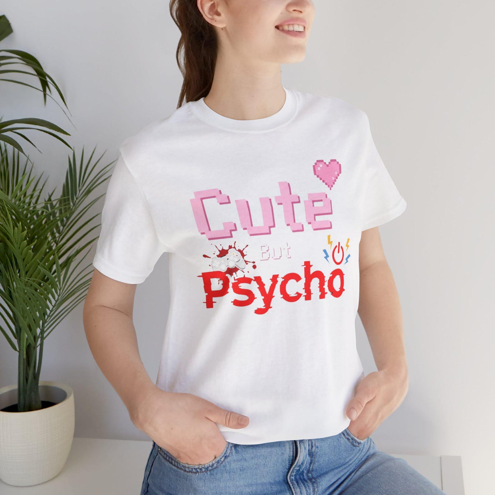 Cute But Psycho Gamer Shirt, Funny Gaming Tee, E-Girl Aesthetic Apparel, Sarcastic Gamer Gift, Twitch Streamer Shirt, Retro Gaming Humor L