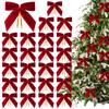 24PCS Christmas Velvet Bows for Crafts Xmas Twist Tie Bows Ribbon Bowknot Christmas DIY Craft Sewing Scrapbooking Gift Wrapping