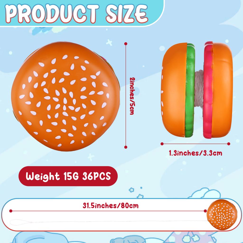 50 Pcs Hamburger Yo Yo Toys Bulk Plastic Yo Yo Toys Auto Return Entertaining Beginner Yo Yo With String For Kids Hamburger Yoyo