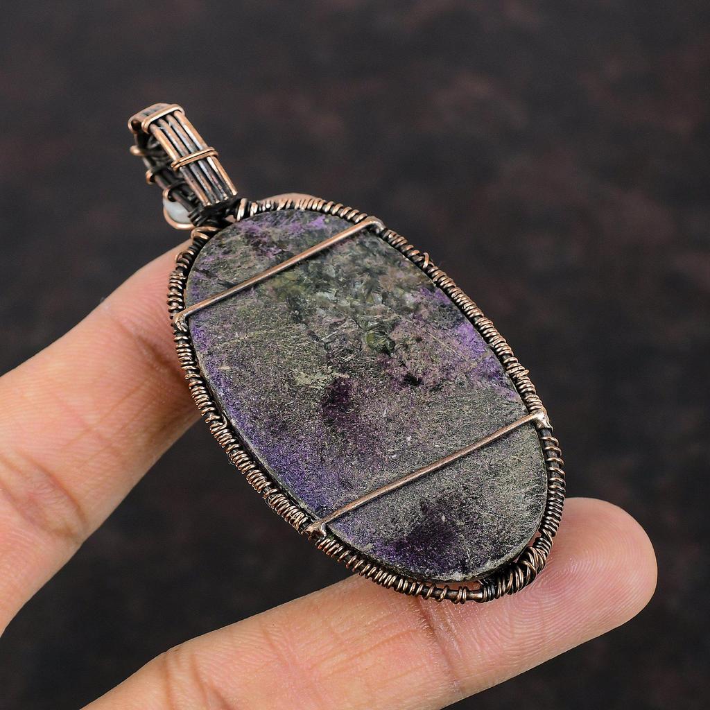 Tree Of Life Purpurite Copper Pendant Wire Wrapped Pendant Moonstone Pendant Handmade Wire Jewelry Gemstone Pendant Copper Jewelry For Gift