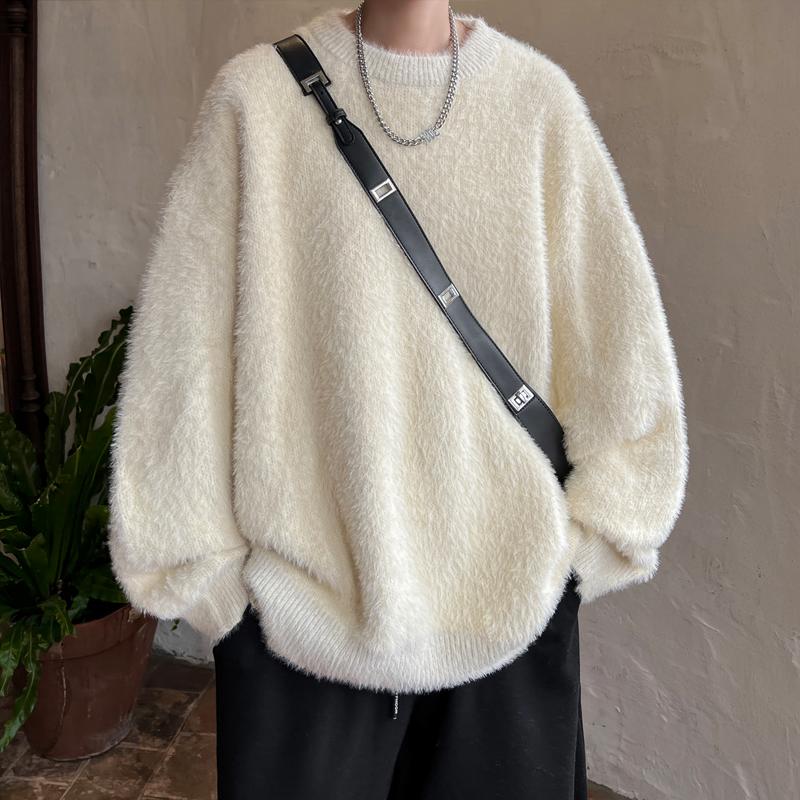 

2024 Новый осенний мужской толстый свитер с круглым вырезом, мужской кашемировый свитер из чистой норки, мужской вязаный свитер с круглым вырезом, зимний теплый джемпер 3XL жёлтый