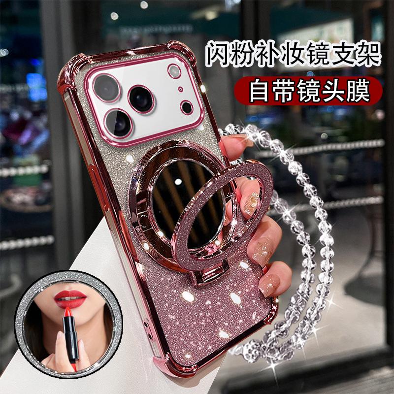 New iPhone11 Mobile Phone Case with Lens Film Apple 11Pro Mirror Holder 11 Bracelet Protective Case