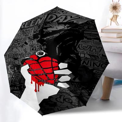 1PC Green Day Album Artwork Automatic Open/Close, 8-Rib Durable Frame Compact Travel Umbrella for Men & Women S1222040